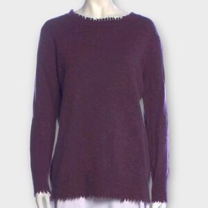 The Cashmere Project Sweater M Purple Heather Shredded Edges